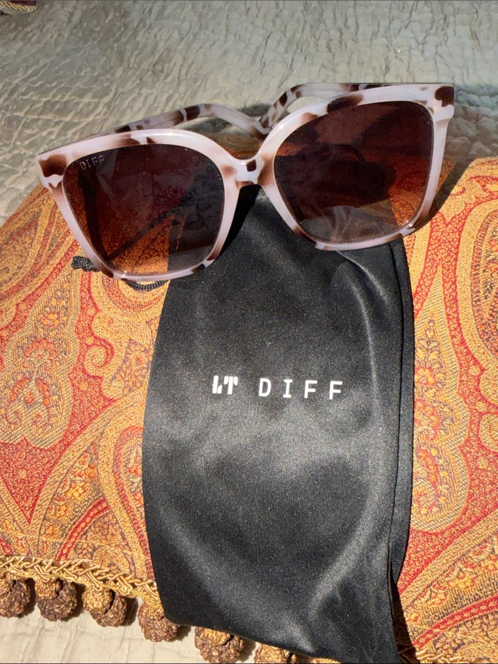 Women's Pink Tortoiseshell Square Sunglasses LT DIFF NEW BELLA - Picture 4 of 16